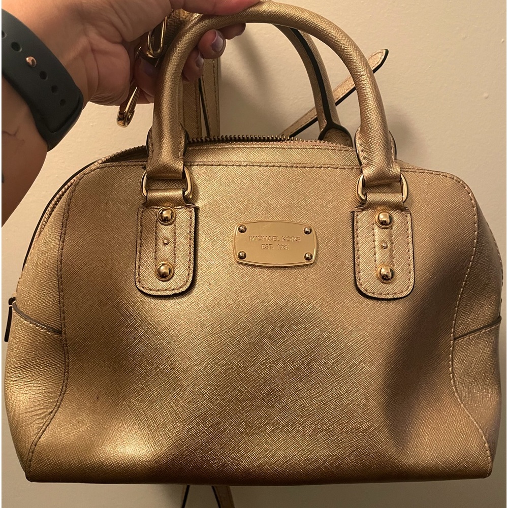 *Used* Gold Michael Kors Purse with removable shoulder strap.